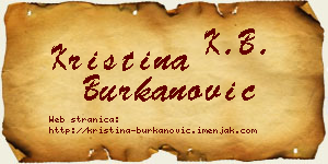 Kristina Burkanović vizit kartica